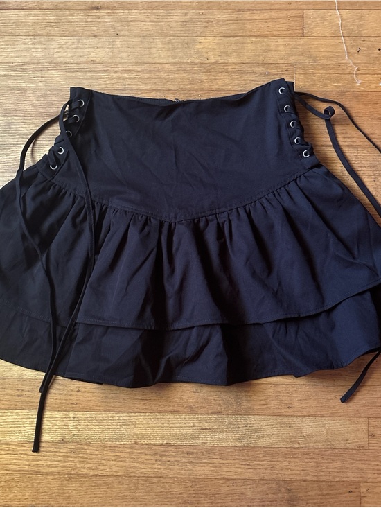 SHEIN Dresses & Skirts - Black Tiered Lace-Up Mini Skirt